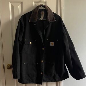 Carhartt Black Coat with Dark Brown Collar